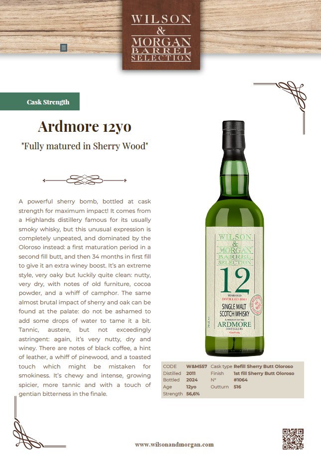 Ardmore 12 Jahre 2011/2024 Cask Strength #1064 (ohne Verpackung) - Wilson & Morgan, 56,6% – Bild 3