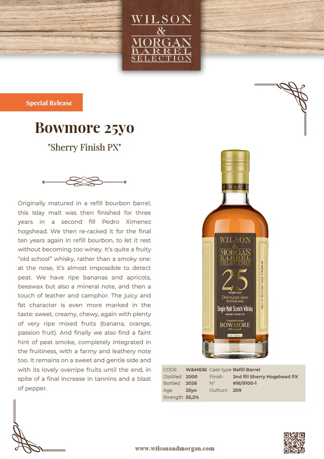Bowmore 25 Jahre 2000/2026 Sherry Finish PX Special Release #16/9100-1 - Wilson & Morgan, 55,2% – Bild 5